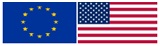 Bandeiras da UE e dos EUA em conjunto
