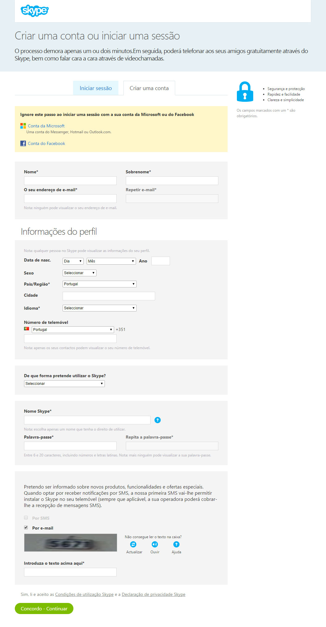 Figura 2 - Formulário para criar conta