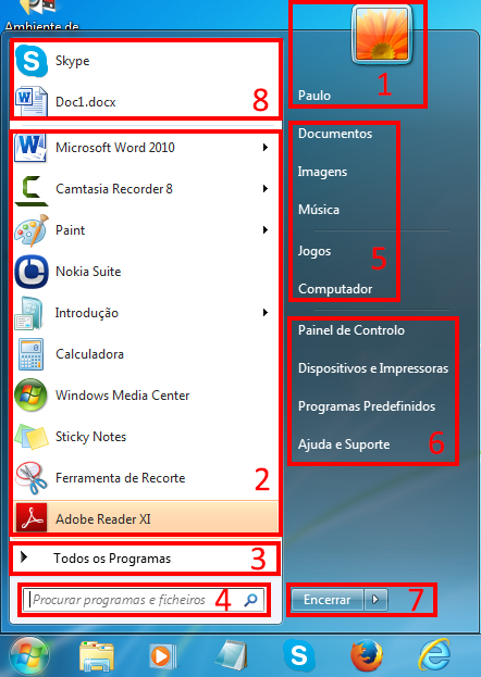 Figura 4 - Menu Iniciar do Windows 7.