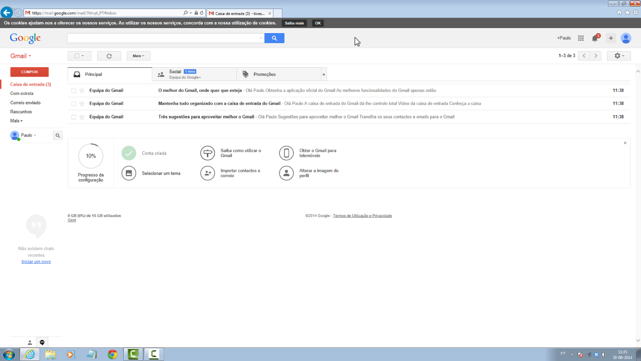 Figura 1 - Ambiente de trabalho do Gmail.