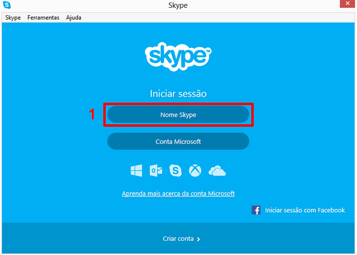 Figura 1 - Iniciar sessão com o Skype