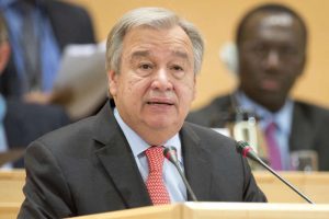 António Guterres, the UN High Commissioner for Refugees makes his opening speech at UNHCR’s 66th session of the Executive Committee on 5th October 2015. © UNHCR/J-M. Ferré