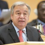 António Guterres, the UN High Commissioner for Refugees makes his opening speech at UNHCR’s 66th session of the Executive Committee on 5th October 2015. © UNHCR/J-M. Ferré