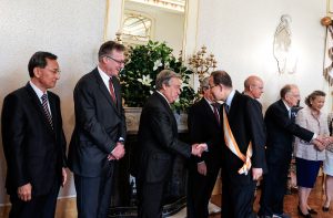 Lisbon, May 2016: António Guterres greets UN Secretary General Ban Ki-Moon during his official visit to Portugal.