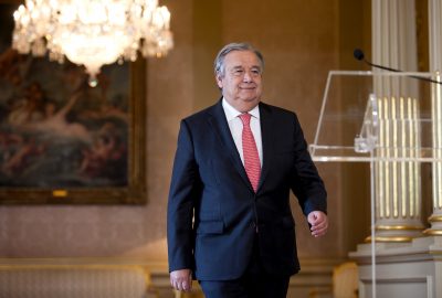 Remarks to the press by Mr. António Guterres following the adoption of the Security Council resolution recommending him to the General Assembly for the position of UN Secretary General. Photo: Paulo Vaz Henriques