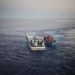 A boatload of people, some of them likely in need of international protection, are rescued in the Mediterranean Sea by the Italian Navy. The group were risking their lives to reach Europe from North Africa. © UNHCR/A.D’Amato