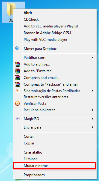Figura 20 - Mudar nome de uma pasta (ou de um ficheiro).